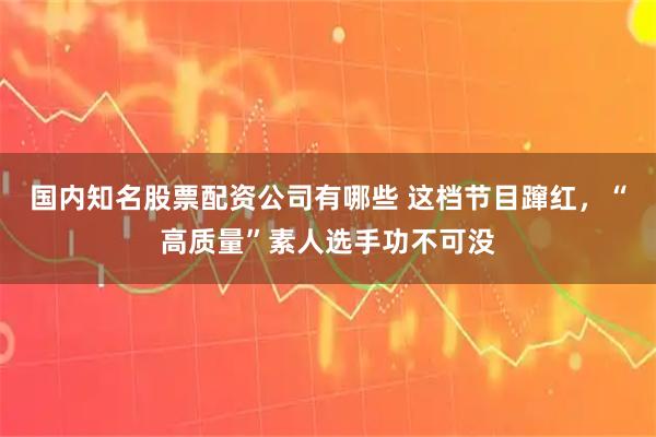 国内知名股票配资公司有哪些 这档节目蹿红，“高质量”素人选手功不可没